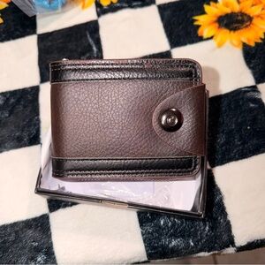 Jeet Men's Brown Bifold Wallet with Zipper, Button Accent, Handmade